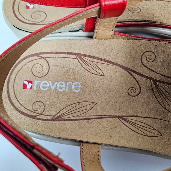 Revere Santa Fe Red Leather Adjustable/T-Strap Comfort Sandal EU 41 W/US 10 W - Picture 8 of 13